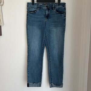 Kut from the kloth women’s Asher straight rolled cropped jeans size 8 blue EUC